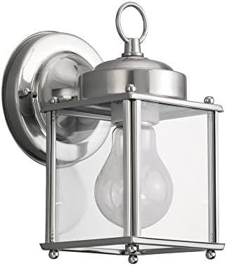 Sea Gull Lighting 8592-965 New Castle One-Light Outdoor Wall Lantern with Clear Glass Panels, Antique Brushed | Lumora