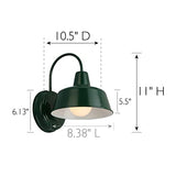 Design House Mason Outdoor Wall Light, 8", Forest Green