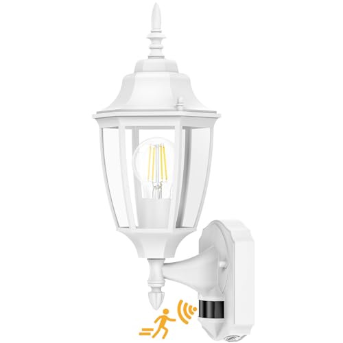 Lamomo Motion Sensor Outdoor Wall Lights, Outside Porch Lamps, White