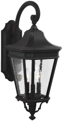 Feiss OL5422BK Cotswold Lane Outdoor Patio Lighting Wall Lantern, Black, 3-Light (10"W x 24"H) 180watts
