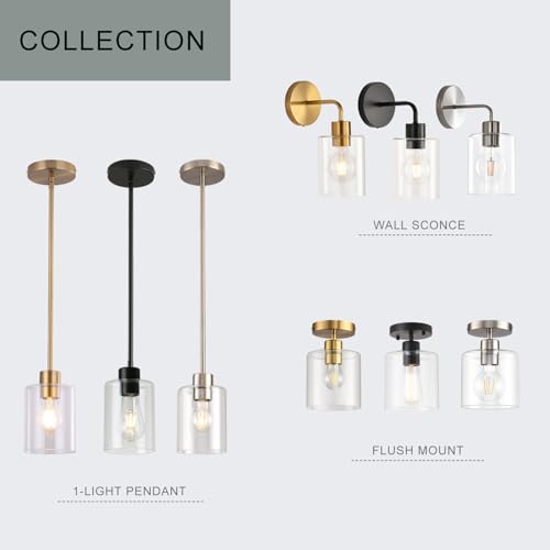 Modern Brass Semi Flush Mount Light Fixture for Entryway & Hallway, Gold Finish