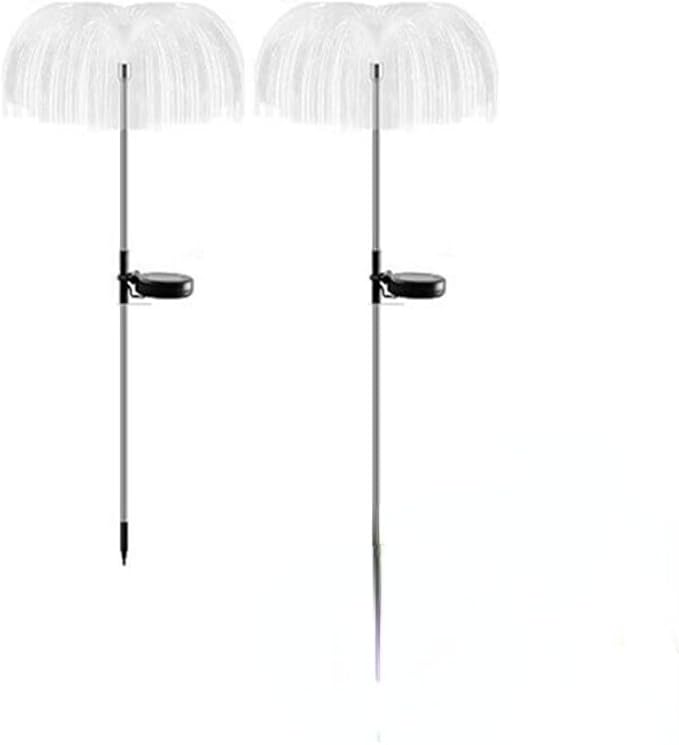 anso 2Pcs Color-Changing LED Solar Powered Jellyfish Stake Path Lights Yard Garden Decor