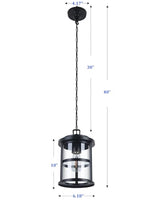 UFOND Outdoor Pendant Lantern,Aluminum Pendant Light Black Finish for Porch