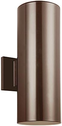 Sea Gull Lighting 8313802-10, Bullets Cast Aluminum Outdoor Wall Sconce Lighting, Bronze, small two light