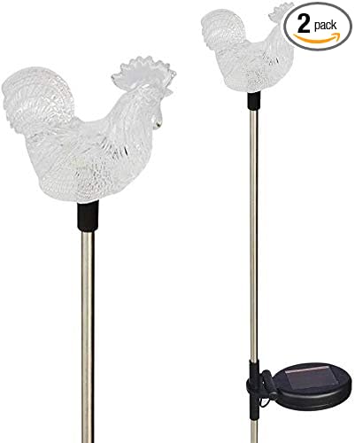 Unido Box Rooster Solar Garden Stakes LED Lights Multi-Color Changing, Set of 2, Path Light Outdoor Decorative | Lumora