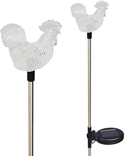 Outdoor Garden Set of 2 Solar Stake Light with Rooster Decorative Lights, Multi-Color Changing LED Solar Lights for Yard Decorations, Garden Gifts…