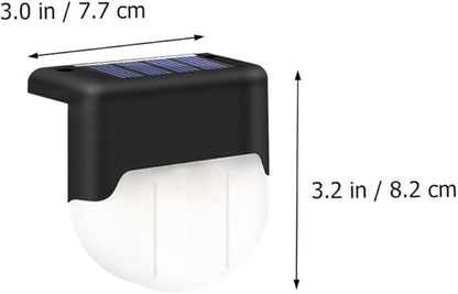 Sewroro 4pcs Solar Outdoor Step Lights, Waterproof LED Stair Lamps with Warm White Glow, Black Solar Pathway Lighting for Garden, Deck, and Yard Staircase Decoration