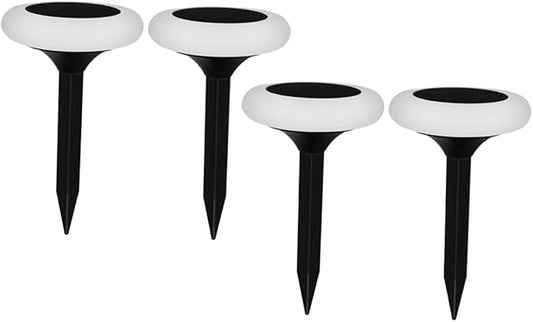 POPETPOP 4pcs Solar Lights Outdoor Garden RGB Solar Ground Plug Lamps Easy Install Landscape Lighting