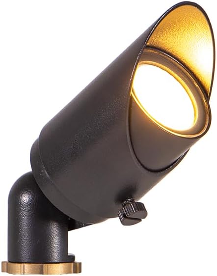 VOLT Top Dog Scotty 12V Cast Brass Mini Outdoor Spotlight (Black) for Low Voltage Landscape Lighting of Yard, Lawn | Lumora