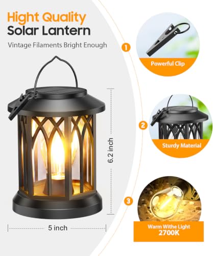 Solar Lanterns Outdoor Waterproof, Upgraded Hanging Solar Lights