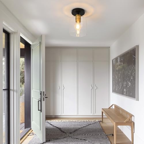 Black Brass Semi Flush Mount Ceiling Light,1 Pack Ceiling Light Fixture