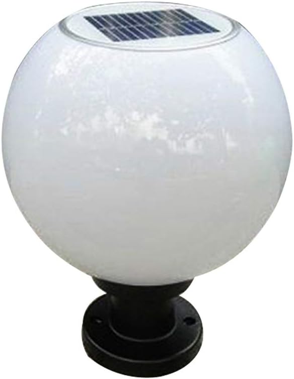 200MM Led Solar Post Light Outdoor Round Ball Landscape Light for Exterior House Garden Yard Patio Fence Deck, White, Random Base