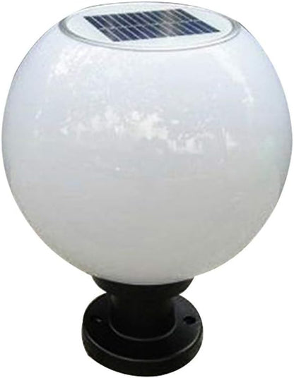 200MM Led Solar Post Light Outdoor Round Ball Landscape Light for Exterior House Garden Yard Patio Fence Deck, White, Random Base