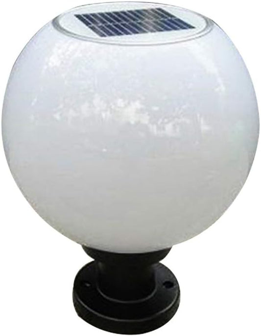 200MM Led Solar Post Light Outdoor Round Ball Landscape Light for Exterior House Garden Yard Patio Fence Deck, White, Random Base
