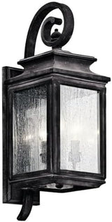 Kichler Wiscombe Park 21.75" 3 Light Outdoor Wall Light with Clear Seeded Glass in Weathered Zinc | Lumora