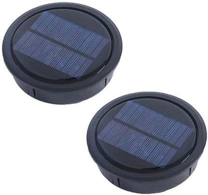 Garden Light Solar Top Replacement Round Box, Solar Replacement Top of Solar Lantern Battery Box, Solar Lights Replacement Top, Waterproof Round Solar Panel Lights