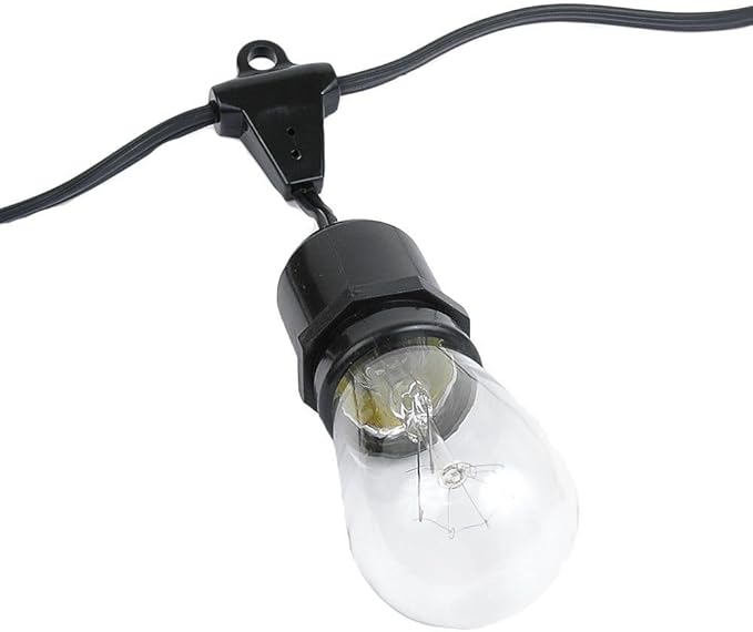 Novelty Lights 100 Feet Heavy Duty Light String with 50 Suspended E26 Sockets, Black - Outdoor Security Flood Light | Lumora