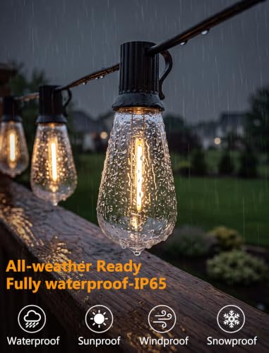 100FT Outdoor String Lights, 50 ST40 Edison LED Patio Lights