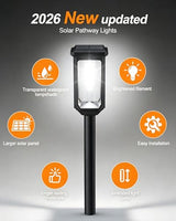 Tenmiro Solar Pathway Lights Outdoor 4 Pack, Bright Solar Garden Lights