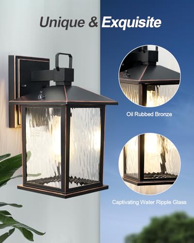 Oil-Rubbed Bronze Outdoor Wall Light, 12'' Porch Light Aluminum