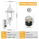 Lamomo Motion Sensor Outdoor Wall Lights, Outside Porch Lamps, White