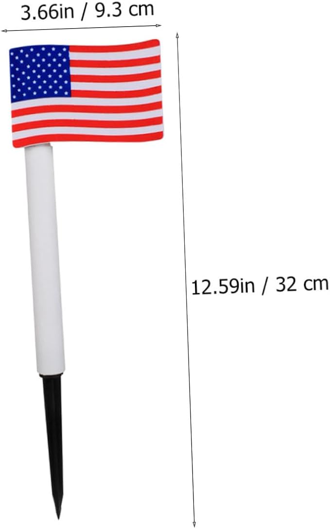 Veemoon 2pcs Solar LED American Flag Garden Lights Solar Pathway Lawn Lamps Outdoor Decorative Landscape Lighting for Independence Day Yard Random Color