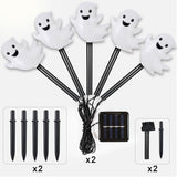 BRIGHTDECK Halloween Solar Pathway Lights Outdoor, LED Decor, Light Up Solar Stake Lights for Holiday, Halloween, Walkway, Sidewalk (Cold White Floating Ghost, 10-Pack)
