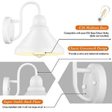Brightever Gooseneck Outdoor Wall Lanterns, Pack of 2 Exterior Light Fixtures, Anti-Rust Outside Barn Wall Mount Sconces, Waterproof White Patio Wall Lamps for House, Front Door, Bulb Excluded