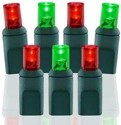 Pro Christmas LED Christmas Lights – 100 Count Wide Angle Conical String Lights – Professional Grade Indoor/Outdoor Commercial Holiday Light Set for Trees, Bushes, & Décor – Red and Green