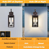 19" Oil Rubbed Bronze Dusk to Dawn Outdoor Wall Light, Modern Porch Lights