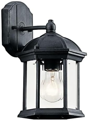 Kichler Barrie 10.25" 1 Light Outdoor Wall Light with Clear Beveled Glass in Black | Lumora