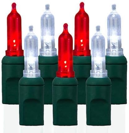 Pro Christmas T5 LED Christmas Lights - 70 Count Classic 5mm String Light Set - Professional Grade Indoor/Outdoor Commercial Holiday Lights for Trees, Bushes, & Décor - Pure White & Red