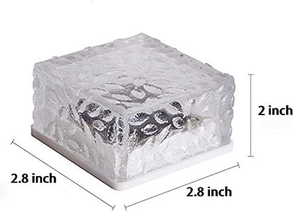 Solar Outdoor Ice Cube Lights for Garden Decoration, 2.8 ”x 2.8” Frosted Acrylic Brick Waterproof Solar Landscape Lights for Tabletop Garden Yard Patio Pathway Decor (Warm White) (1 Piece)