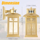 Exterior Motion Wall Sconce, 2 Pack Outdoor Light Fixture Wall Mount Gold