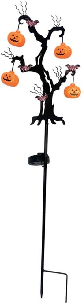 Halloween Solar Pathway Lights Kit - LED Pumpkin Ground Lights with Bat Garden Stakes for Spooky Outdoor Yard Decor, 72cm
