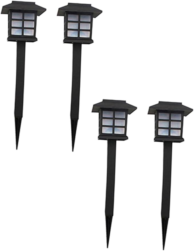 4pcs Solar Pathway Lights Solar Powered Led Garden Lights for Lawn Walkway Driveway Patio Easy to Install with Black