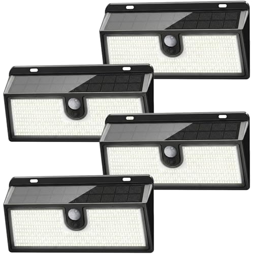 Solar Lights Outdoor, 452 LED 2000LM Ultra Bright Solar Motion Lights Outdoor, IP65 Waterproof Motion Sensor Outdoor Lights, 3 Modes Wireless Security Lights for Fence, Yard, Patio, Garage [4 Pack]