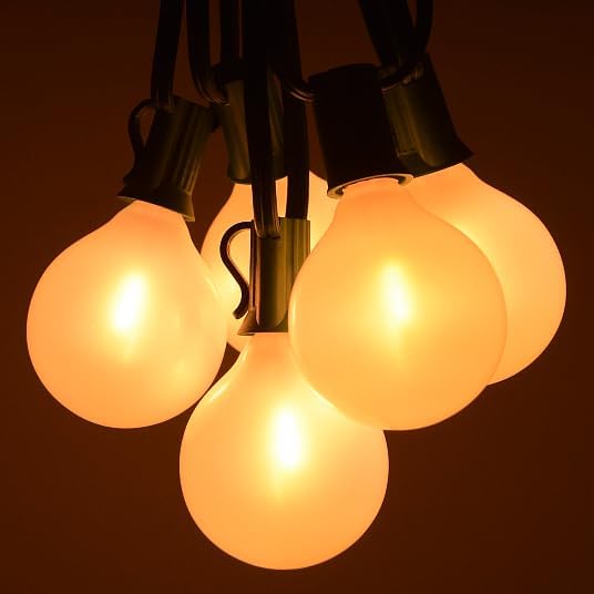 Hometown Evolution, Inc. G50 2" LED White Satin Pearl Outdoor Globe String Lights (Black Wire, 10 ft) | Lumora