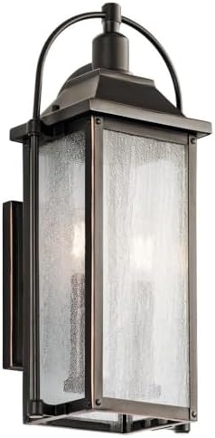 Kichler Harbor Row 18.5" 2 Light Outdoor Wall Light with Clear Seeded Glass in Olde Bronze® | Lumora