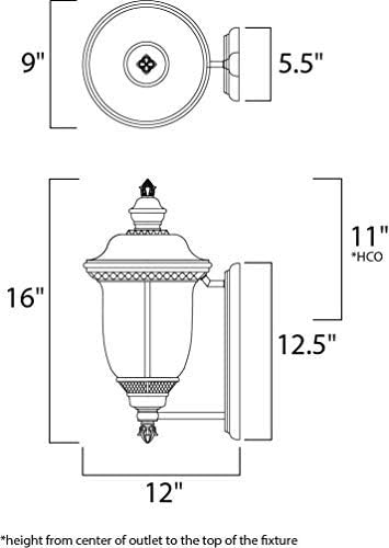 Maxim Carriage House-DC-Small 2 Light Outdoor Wall Lantern in Early American Style-9 Inches Wide by 16 inches high