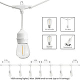 SUNTHIN 105FT White Outdoor String Lights, 34 1W LED Bulbs