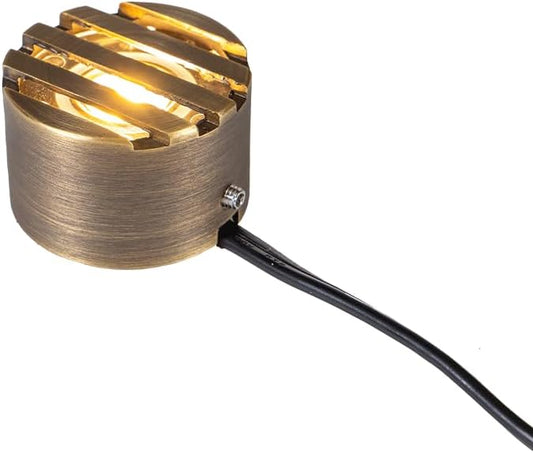 VOLT 12V 1W 2200K Candlelight IP67 Watertight 100 Lumen Solid Brass BuddyPro LED Puck Light (Grated) for Deck, Step or Hardscape Outdoor Lighting