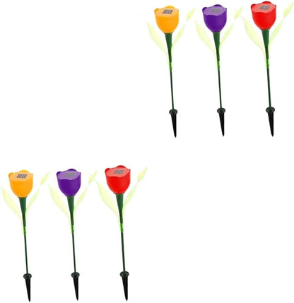 Sosoport 6pcs Solar Led Tulip Garden Lights Weatherproof Outdoor Solar Pathway Lamps for Driveways and Yards Energy Efficient Landscape Lighting Random Colors