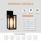 Motion Sensor Dawn to Dusk Outdoor Sensor Light Fixture Waterproof Porch Lights Anti-Rust Exterior Wall Mount Light Outdoor Wall Lantern for Patio Front Door Garage - 2 Pack