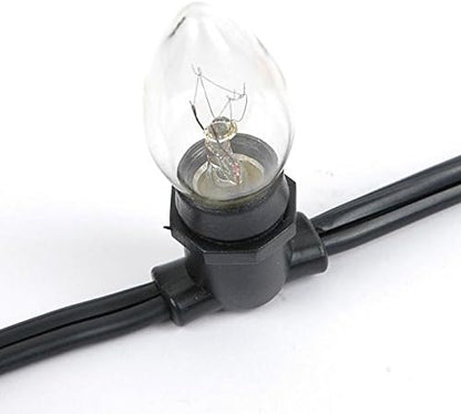 Novelty Lights 25 Feet Heavy Duty Light String with 25 in-Line E12 Sockets, Black Wire PVC Commercial Grade Stringer, 12" Spacing, End-to-End Connectable, No Bulbs