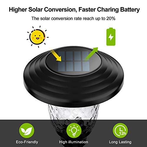 Glass Solar Lights Outdoor waterproof, 8 Pack Super Bright Solar Pathway Lights, Up to 12 Hrs Long Last Auto On/Off Garden Lights Solar Powered, Stainless Steel LED Light For Yard Landscape Warm White