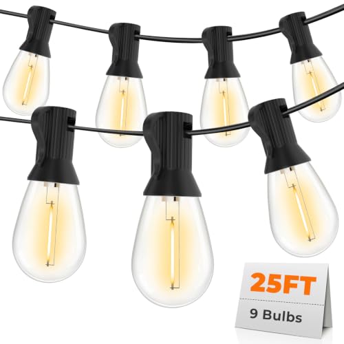 GvvooHome Outdoor String Lights, 25FT LED Waterproof Patio Lights