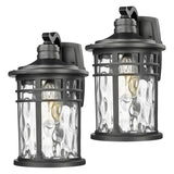 Darkaway 2pcs Large Outdoor Porch Lights Wall Mount, 15inch Outside Light Fixtures Sconces Wall Lighting with Water Ripple Glass Waterproof Exterior Lights for Patio Yard Garage