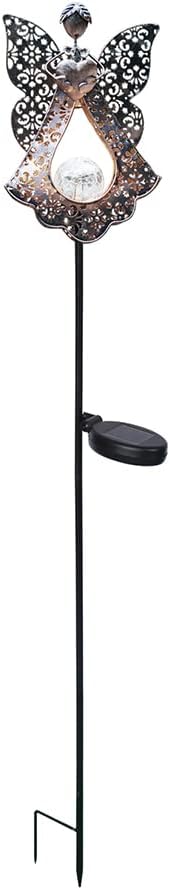 Solar Garden Lights - Waterproof Metal Solar Warm White LED Stake Lights with Crackle Glass for Lawn, Pathway, Patio Decor