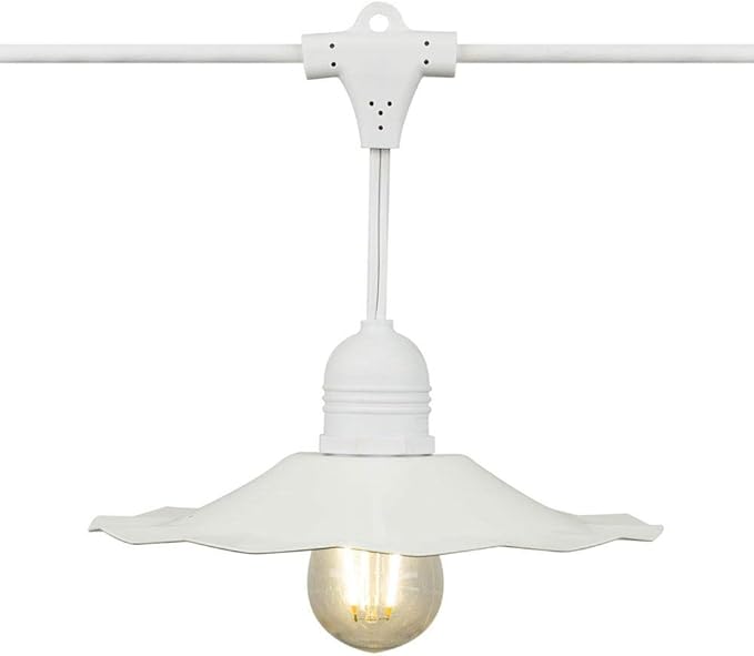 fantado Patio Metal Light Bulb Shade for Outdoor Commercial String Lights, E26, White by PaperLanternStore